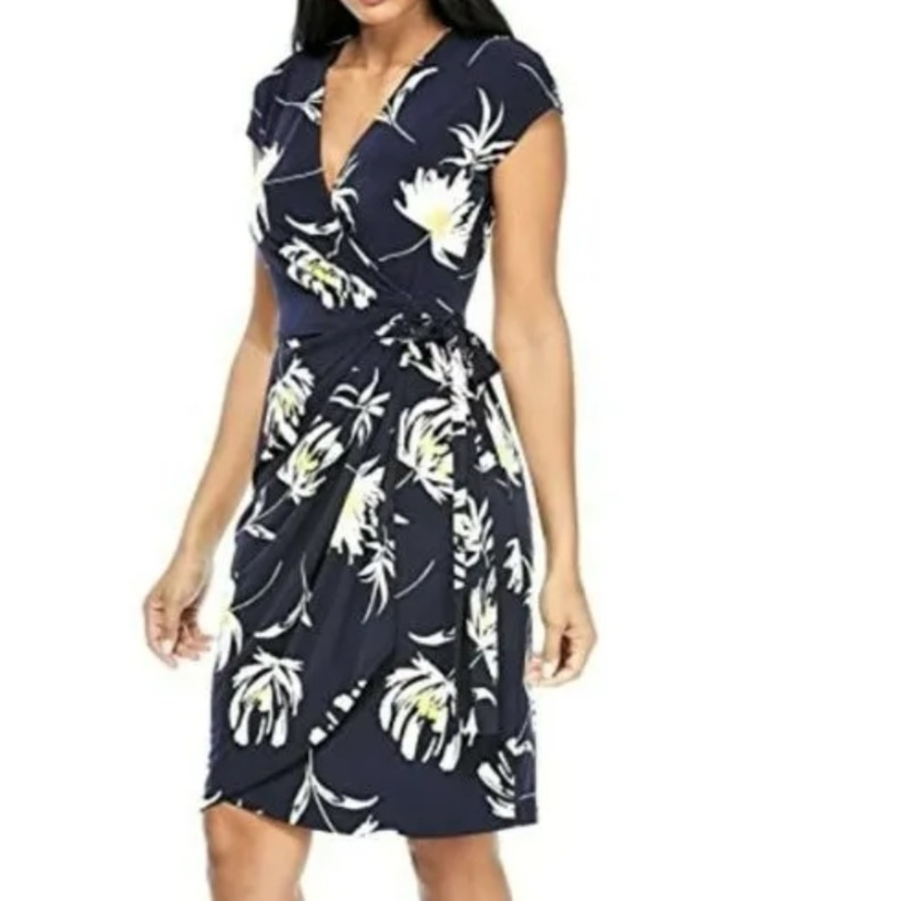 Maggy London Navy Flower Dress‎ Size 2